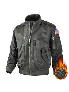 Klassische schwarze MA-1 Fliegerjacke für Herren mit Stehkragen und Steppfutter