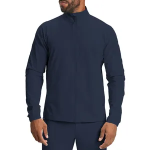 High-performance men's recycled breathable waterproof zip-up sports jacket with stand collar