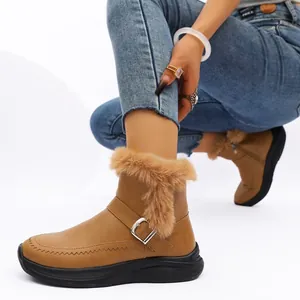 Détail de bottes de neige d'hiver pour femmes avec garniture en fourrure et zip