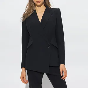 Premium schwarzer maßgeschneiderter Blazer mit professionellem japanischem Harnstoffknopf