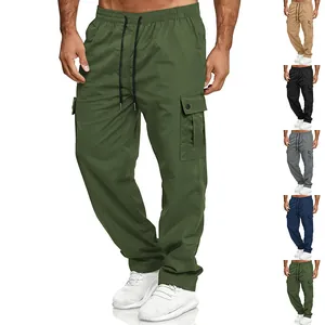 Macro view of cargo pants colors showing olive, khaki, black and blue variant selection