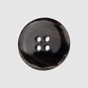 Premium dark brown mottled four-hole urea button for high-end workwear garments