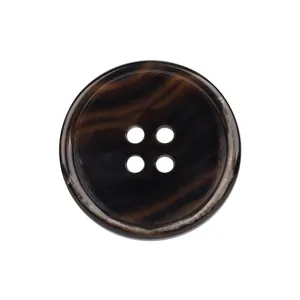 Premium dark brown tortoiseshell pattern four-hole urea button for high-end workwear