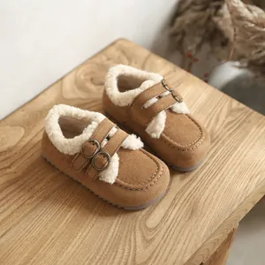 Chaussures pour Enfants Style Birkenstock Français Doublées en Polaire Suède Chaussures en Coton Chaudes pour Garçons et Filles