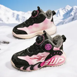 Boys winter basketball shoes with warm fleece lining and easy rotary dial buckle