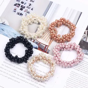 Artificial Pearl Beaded Hair Ties For Women Fashion Elastic Hair Ropes Sweet Small Fresh Ponytail Holder Scrunchies Accessories