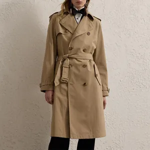 High-end Japanese urea buttons displayed on a classic khaki double-breasted trench coat