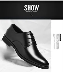 Close-up detail view of black genuine leather formal business dress shoes for men.