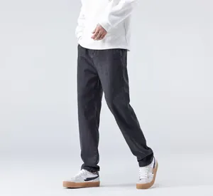 Jean large et ample pour homme en denim gris foncé délavé, style urbain décontracté