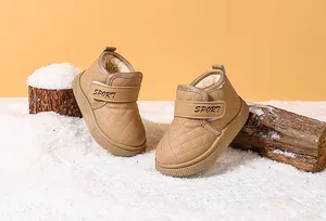 Botas de nieve de invierno para niños con forro de piel sintética cálida y nieve