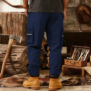 Rugged navy blue tactical cargo pants for men featuring multiple functional pockets