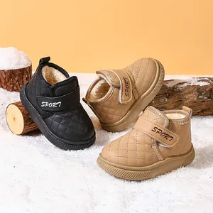 Peuter Kinderen Winter Sneeuwlaarzen Met Fleece Gevoerd Warme Martin Laarzen Voor Jongens Meisjes Doorgestikt Klittenband Casual Schoenen