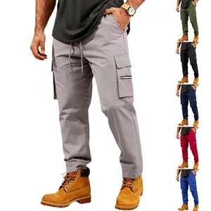 Men's High Street Tactical Cargo Pants Multi-Pocket Loose Fit Joggers Americana Hip Hop Streetwear Drawstring Casual Pants