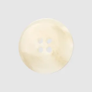 Classic four-hole cream resin button with subtle marbled texture for high-end garments