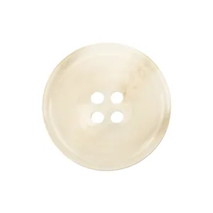 High-quality cream round resin button with four holes for luxury apparel and sewing