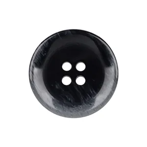 High-end 4-hole resin button with black and white marble texture for clothing.