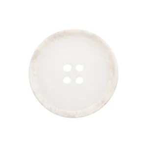 Elegante bottone decorativo in resina bianca a quattro fori per abbigliamento premium.