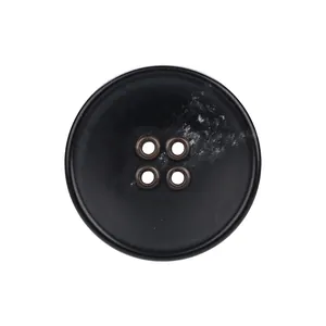 Hoogwaardige zwarte decoratieve harsknoop met vier gaten en bronzen metalen ringen