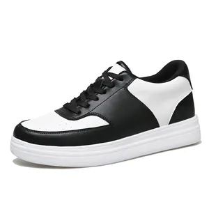 Nuove Scarpe Bianche di Coppia con Rialzo di 8cm Sneakers con Suola Spessa Moda Scarpe da Board Traspiranti in Pelle Microfibra per Uomo Donna