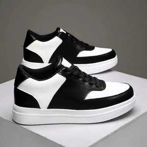 Sneakers platform bianche e nere con zeppa interna da 8 cm per uomo e donna di alta qualità