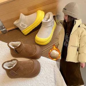 Stivali da Neve per Bambini Unisex Suola Spessa Foderati in Montone Scarpe Invernali Calde Impermeabili Antiscivolo in Camoscio