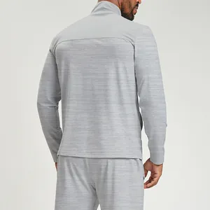 Professional men's light gray color-block sports jacket for outdoor fitness and yoga