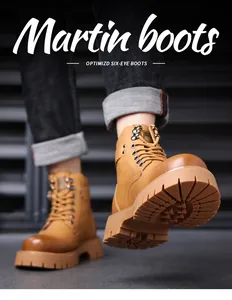 Ανδρικές vintage κίτρινες μπότες Martin με χοντρή σόλα για χειμερινή ζεστασιά