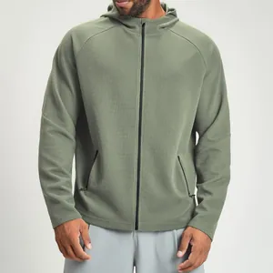Giacca Sportiva da Uomo con Cappuccio in Maglia a Nido d'Ape Zip Intera Manica Lunga per Fitness Training Traspirante Antistatico Giacca Casual Outdoor