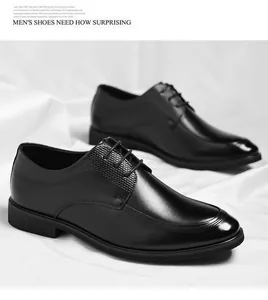 Detailed close-up of black lace-up men's leather formal business shoes on white background