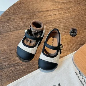 Elegant girls' Mary Jane princess shoes with soft soles and chic knit texture