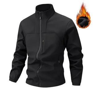 Herren Winter Softshelljacke Fleece Gefüttert Warm Stehkragen Winddichte Jacke Casual Outdoor Polyester Mantel Für Männer