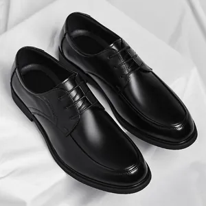 Men Business Formal Leather Shoes Lace Up Low Top Breathable Non Slip Dress Shoes For Wedding Office Black Brown