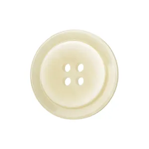 Premium cream resin decorative button with 4 holes for high-end apparel and coats