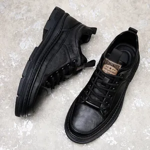Chaussures décontractées classiques en cuir noir pour hommes style britannique