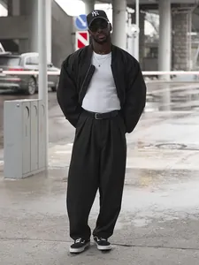 Eleganti pantaloni plissettati da uomo a gamba dritta in stile urban street