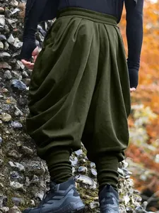 Pantalon sarouel ample pour homme en vert olive, style high street pour l'extérieur