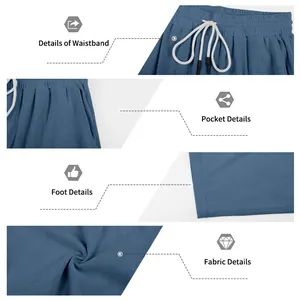 Detailed view of blue corduroy texture, waistband, and pockets of casual set