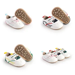 Infant Baby Boys Girls Prewalker Shoes PU Leather Soft Sole Anti-Slip Casual Striped First Walker Shoes With Velcro Closure
