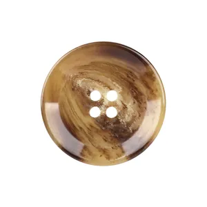 Premium round four-hole resin button with an elegant brown tortoiseshell pattern design