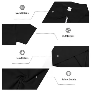 Détails rapprochés du polo noir en velours côtelé montrant col, poignets et texture