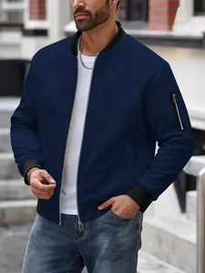 Men Waffle Knit Jacket Stand Collar Full Zip Casual Solid Color Thick Warm Outerwear Cardigan Top For Autumn Winter