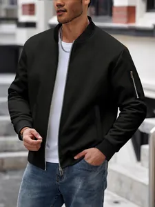 Men's waffle knit bomber jacket featuring a stand collar and zip-up front closure