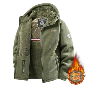 Veste à capuche en polaire pour homme avec doublure thermique épaisse pour hiver