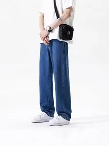 Jeans uomo larghi a gamba dritta denim blu per stile urbano casual primavera autunno