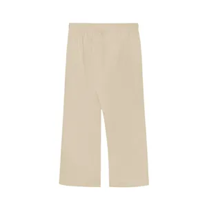 Lightweight men's casual beige beach trousers with elastic waist for summer comfort