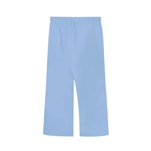 Light blue men's casual straight-leg trousers with comfortable elastic waistband