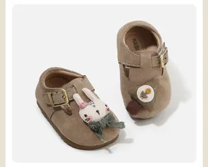 Toddler walking shoes with cute doll decorations in Birkenstock style