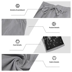 Detail view of men's casual beach pants showing waistband, pocket, and fabric texture