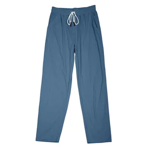 Detailed texture view of men's blue corduroy drawstring casual straight-leg pants