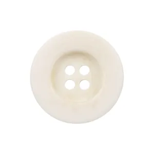 Premium cream-white four-hole resin button with a natural marble texture for clothing sewing.